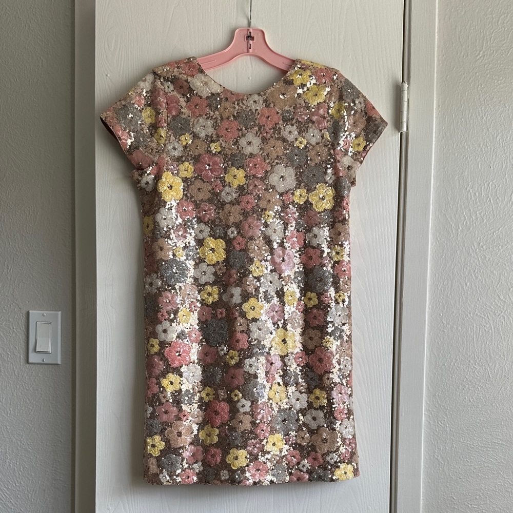 Fate Multicolor Sequin Floral Mini Dress